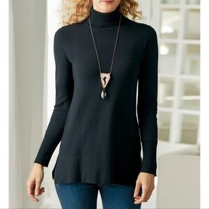 Soft Surroundings Black Petites Perfect Turtleneck Sweater Medium #3DW26